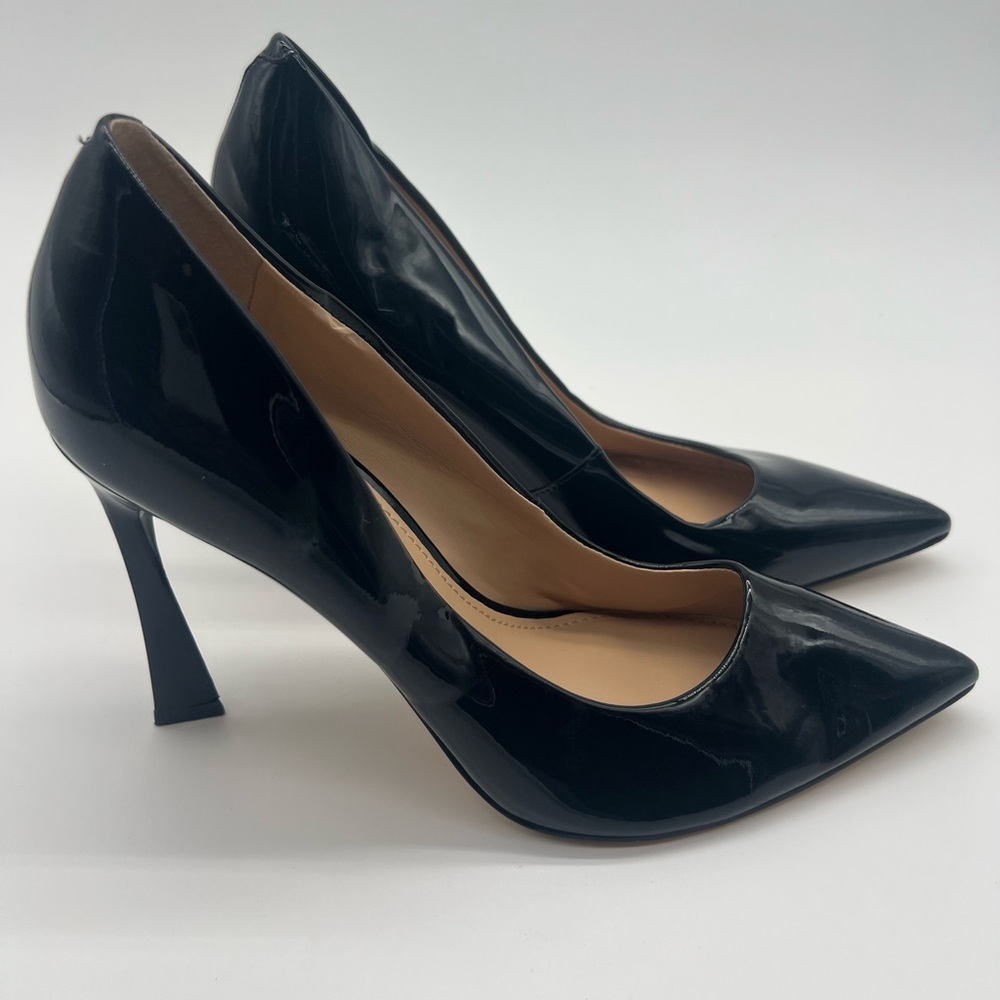 Marc Fisher Sassie Pointed  Toe  Pumps Elegant Black Patent Leather Heels